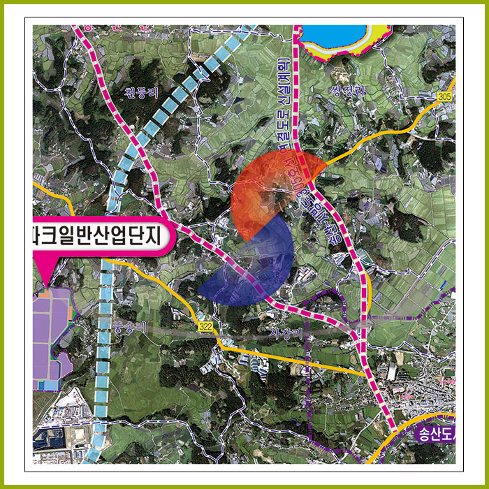 화성시 서북부권  (송산그린시티) 지번현황도 [롤스크린] 350cm×295cm (特大)